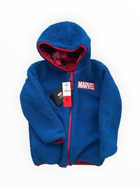 Marvel Blue Kids Sherpa Hoodie with Red Accents